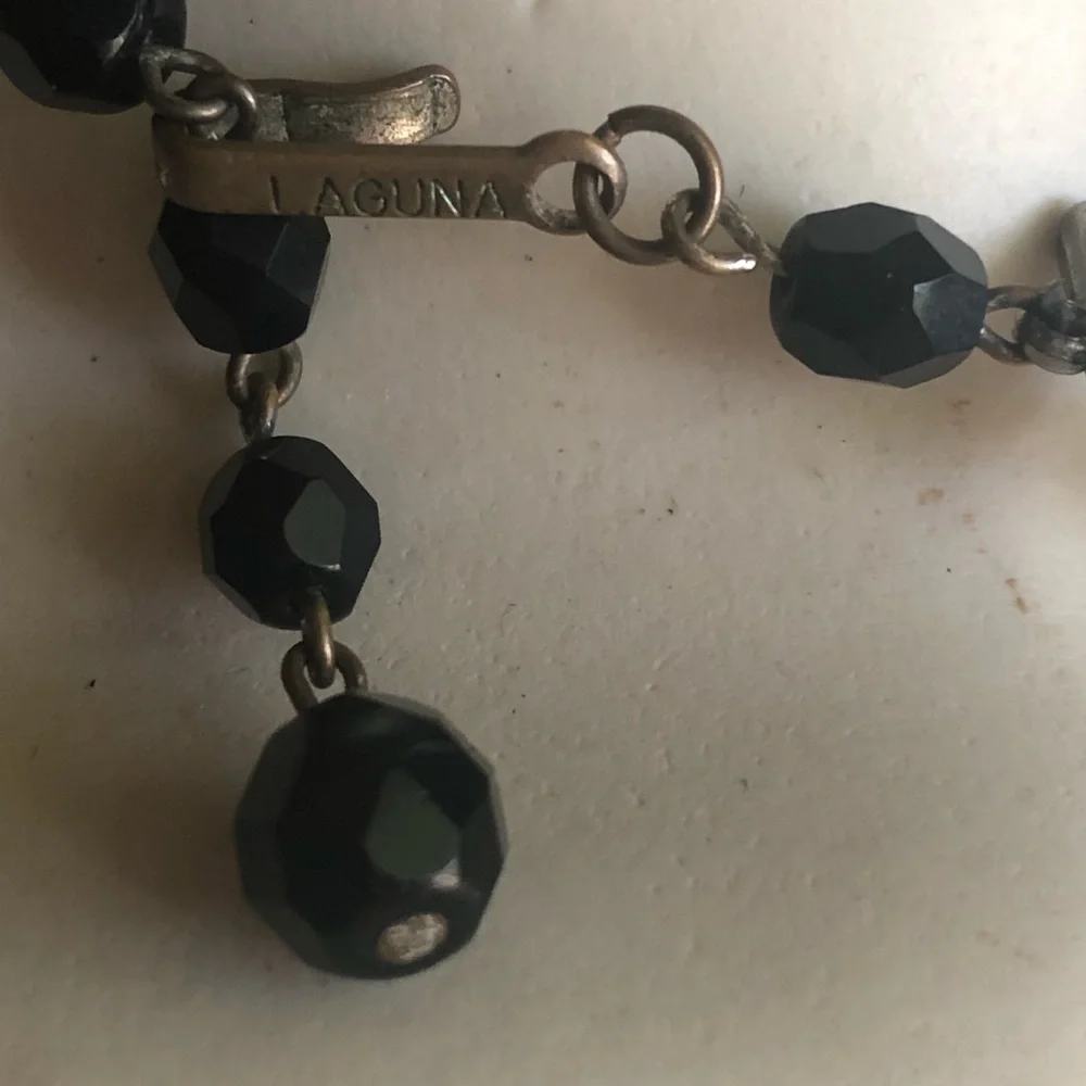 Vintage Black Crystal Double Strand Necklace - Picture 4 of 6